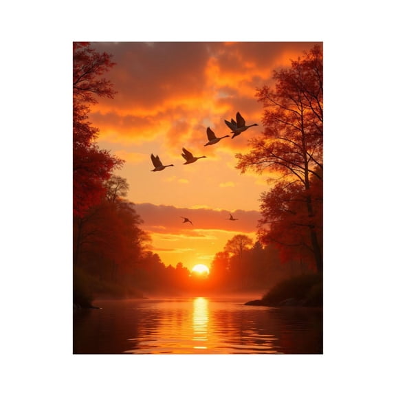 Paint by Numbers Kit for Adults, Autumn Sunrise Over Tranquil River Paint by Numbers, Easy Paint by Numbers Kit for Adults Beginner, DIY Adult Paint by Number Kits on Canvas, Home Decor 12x16in