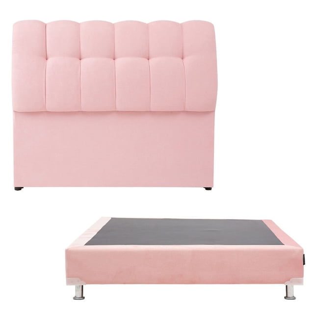 Box Base Cama Matrimonial + Cabecera Nube Rosa Dicasa Nube Bless