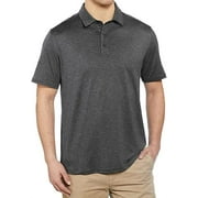 G.H. Bass & Co. Men's Short Sleeve Cooling Stretch UPF 50 Polo (Black Heather, XX-Large)