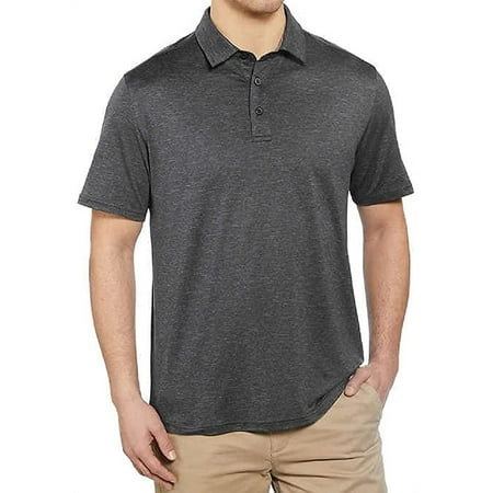 G.H. Bass & Co. Men's Short Sleeve Cooling Stretch UPF 50 Polo (Black Heather, XX-Large)