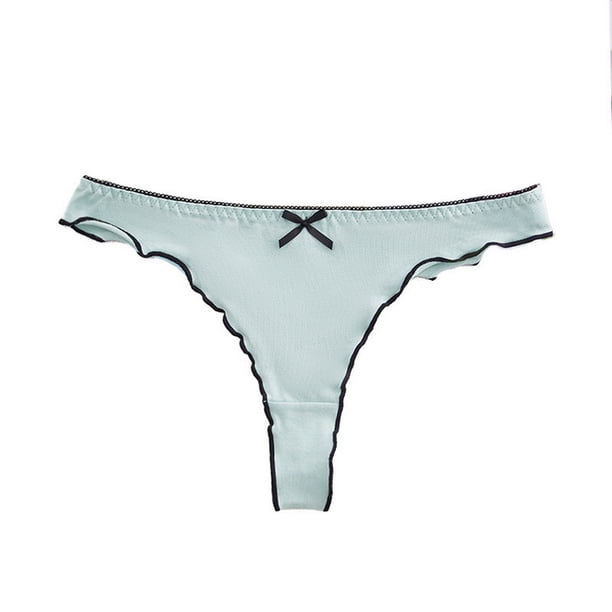 Tanga de algodón sin costuras para mujer, ropa interior sexy de tiro bajo con volantes, bragas de bikini transpirables para mujer
