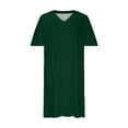 thumbnail image 4 of Sundresses for Women Plus Plus Size Dress for Women V Neck Summer Casual Sundresses Pocket Knee Short Sleeve with Pockets Style B-15 Green 4XL, 4 of 5
