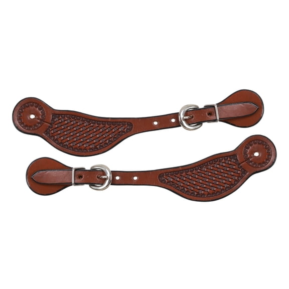 Showman Men's Argentina Cow Leather Medium Basketweave Spur Straps