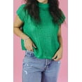 thumbnail image 5 of Women's Bright Green High Neck Short Sleeve Sweater – Casual Summer Essential, XL, 5 of 7