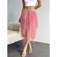 thumbnail image 5 of Womens Irregular Mesh Tulle Skirt High Waist Versatile Slimming Layered Tutu Skirt Pink M, 5 of 7