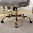 thumbnail image 4 of Chaise de Bureau pour Meubles, Chaise de Bureau Moderne Rembourrée en Velours Capitonnée à Boutons pour la Maison avec Base en Métal Doré, Chaise de Bureau Réglable Chaise de Bureau Pivotante, 4 of 5