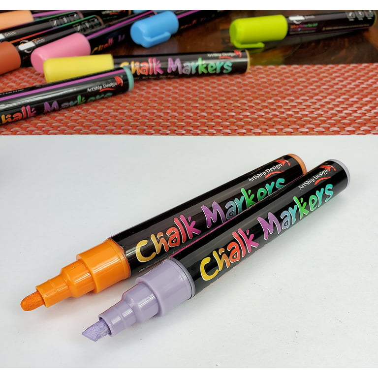 16 Fluorescent Neon Chalk Markers UV Glow in the Dark - Double Pack of  Extra Fine and Medium Tip Liquid Chalk Pens 