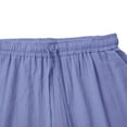 thumbnail image 6 of Women's Cotton Linen Elastic Waist Shorts with Drawstring and Side Pockets, Casual Solid Color Mid-Length Summer Shorts for Daily Wear, Lounge, and Outdoor Activities Purple XL, 6 of 8
