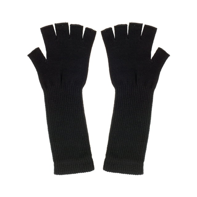 Gravity Threads Gants Longs 11 Pouces Chauffe-Bras Tricotés Sans Doigts, Noir
