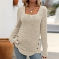 thumbnail image 3 of MeetoTime Fall Long Sleeve Ribbed Tunic Tops for Women Stretch Slim Square Neck Knit Sweater Pullover, 3 of 4