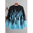 thumbnail image 5 of Round Neck Long Sleeve Loose Fit Flame Sweater (FreeSize, MultiOrange), 5 of 9