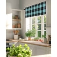 thumbnail image 6 of Teal Check Plaid Window Valance Curtain Buffalo Plaid Rod Pocket Short Curtain for Living Room, Bedroom & Kitchen Window Decor 42x18in, 6 of 8