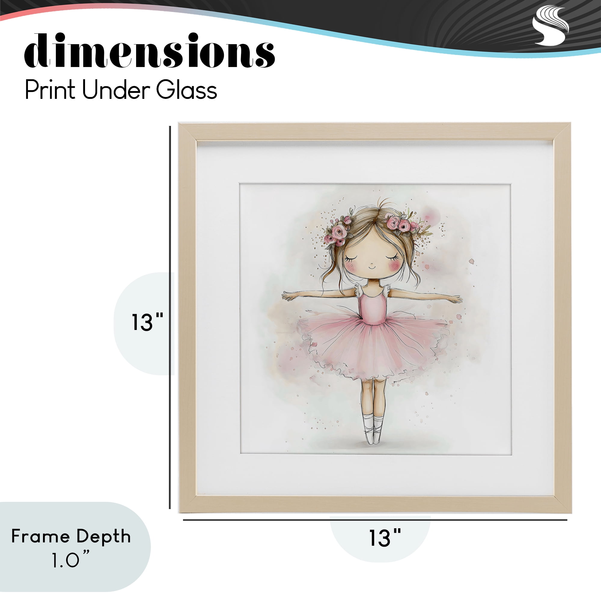 Stupell Industries Flower Ballerina in Pink Tutu Birch Framed Print Under Glass, design by Creative Studio