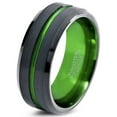 thumbnail image 3 of Wedding Rings For Men 8mm Black Tungsten Band w/ Green Groove Line, 3 of 4