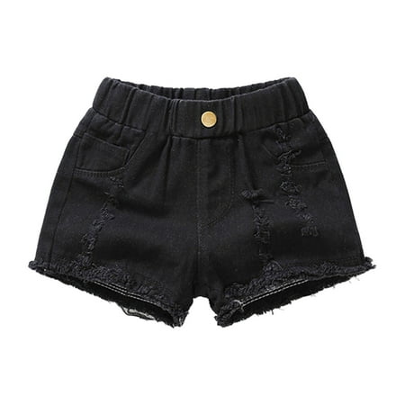 

LNMQLPDBS Kids Girls Jeans Shorts Ripped Distressed Frayed Raw Folded Hem Bermuda Jean Shorts Mid Rise Casual with Pockets