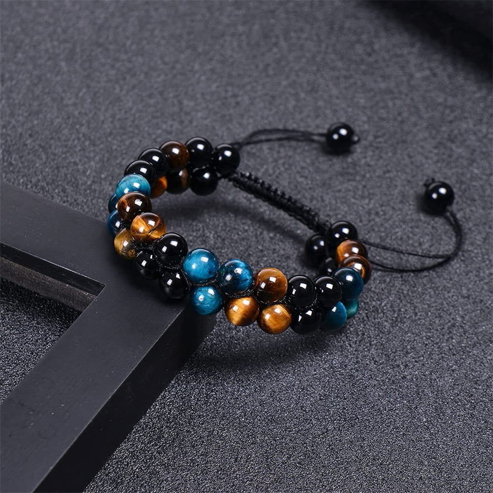 Amazon.com: Triple Protection Bracelet, Tri-color Tiger Eye Obsidian and  Hematite 8mm Bead Bracelet for Men and Women, Crystal Healing Energy  Bracelet for Bring Luck, Happiness and Health. (Triangle-Red) : Clothing,  Shoes &
