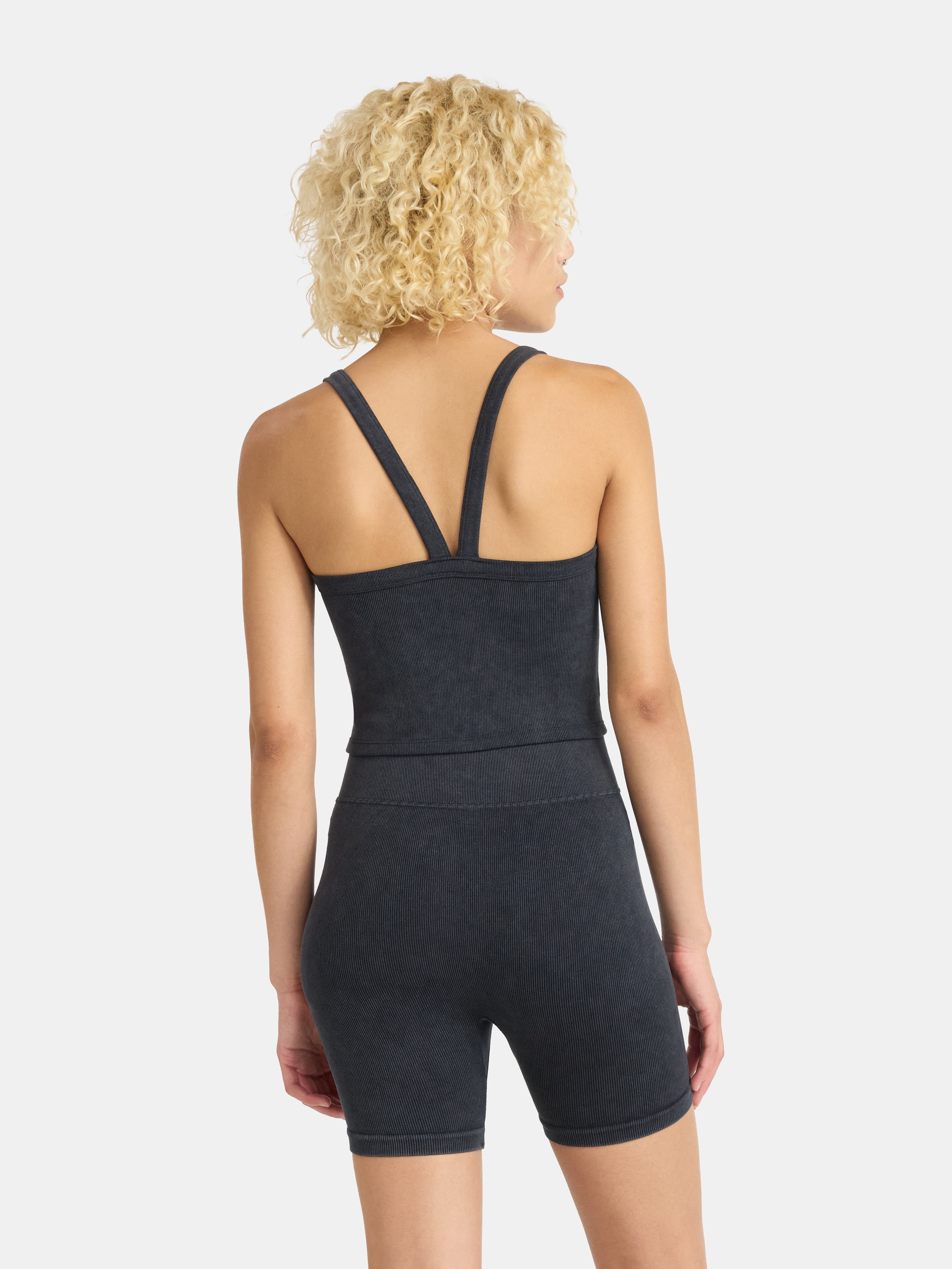 No Boundaries Seamless Shirttail Tank and Tie Front Bike Shorts Set, 2-Piece, Women's