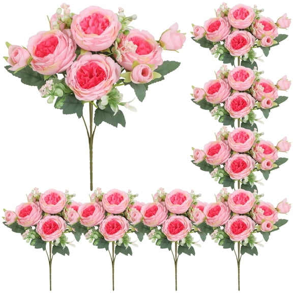 8 Pack 11.8" Realistic Silk Peonies Bouquet – Lifelike Pink Artificial Flowers with Stems, Faux Peony for Wedding Centerpieces, Home Decor & DIY Crafts