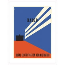 Radio - Rural Electrification Administration - Vintage Advertising Poster by Lester Beall c.1937 - Bamboo Fine Art 290gsm Paper (Unframed) 17x22in