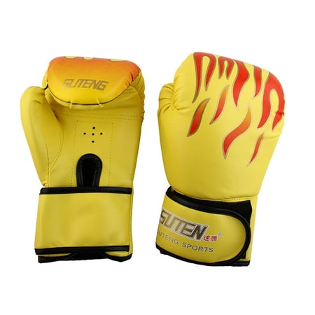 SUTENG Authorized Fire Print Sparring Punching Bag Boxing Gloves Yellow