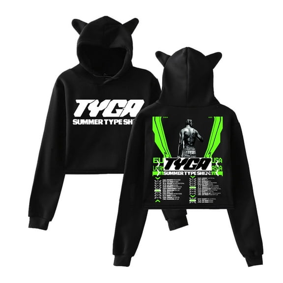 Tyga Cat Ear Fashion Trendy Women's Short Hoodie Sportswear