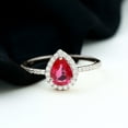 thumbnail image 3 of Rosec Jewels Certified Lab Grown Ruby Teardrop Engagement Ring - (6X8 mm) Pear Shaped Ruby Diamond Ring - AAAA Grade, 10K White Gold, US 8.00, 3 of 6
