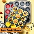 thumbnail image 2 of Silicone Muffin Pan, 12 Cups Collapsible Silicone Egg Bites Cupcake Pan with Metal Frame, Muffin Tins Easy to Pop Nonstick Muffin Tray with Spatula Set of 3, Oven and Dishwasher Safe, 2 of 7