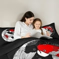 thumbnail image 5 of Manfei Teens Chinese Tai Ji Queen Comforter Set, Japanese Fish Bedding Sets, Black White Stripes Reversible Bedding Comforter Set, Luxury Bedroom Decor, 3pcs, 5 of 9