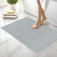 thumbnail image 1 of Canadian Linen Everest Bathmats, 2 Pack, 20"x30" Plush Bath Mat Washable Lightweight Quick Dry Soft Absorbent Cotton with Greek Key Design, Light Grey, 1 of 9