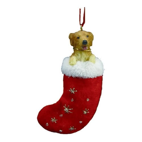 Santa's Little Pals Golden Retriever Stocking Christmas Ornament