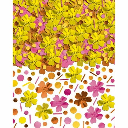 Pink Hibiscus Flower Summer Luau Beach Pool Party Decoration Metallic Confetti