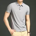 thumbnail image 2 of Polos de verano para hombre 2024, nuevos polos de seda de hielo de color sólido con solapa, camiseta holgada de manga corta, polos de golf para hombre, 2 of 5