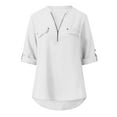 thumbnail image 4 of IROINNID Savings Womens Plus Size Tops Summer Long Sleeve Shirts Zip Lounge Tunic V-Neck Casual Blouse Tops,White, 4 of 8