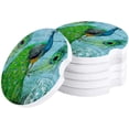 thumbnail image 1 of FMSHPON Peacock Retro Painting Set of 2 Car Coaster for Drinks, Absorbent Ceramic Stone Coasters Cup Mat with Cork Base for Home Kitchen Room Coffee Table Bar Decor, 1 of 5