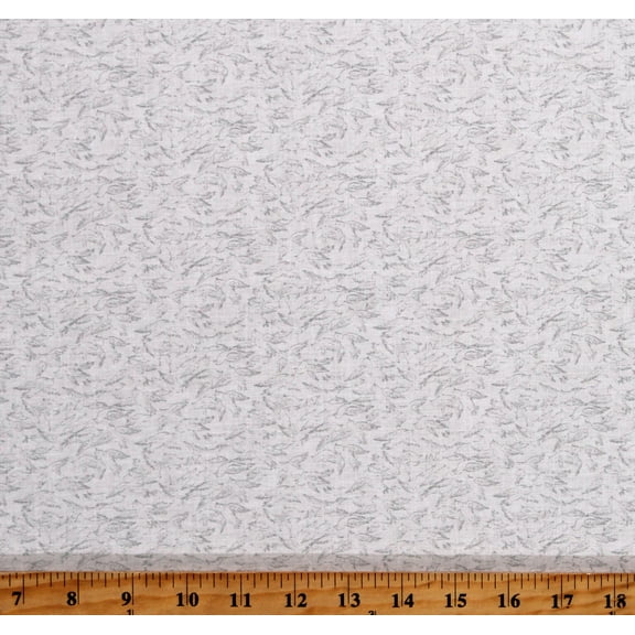 Cotton Tossed Birds Flying Graphite on White Animals Cotton Fabric Print by the Yard (BIRD-CD1815-WHITE)