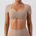 thumbnail image 2 of OSOLU Women Short Sleeve Crop Tops Yoga T-Shirt Tshirts Tee Bare Feel Solid Color For Running & Fitness Leisure Dailywear, 2 of 6