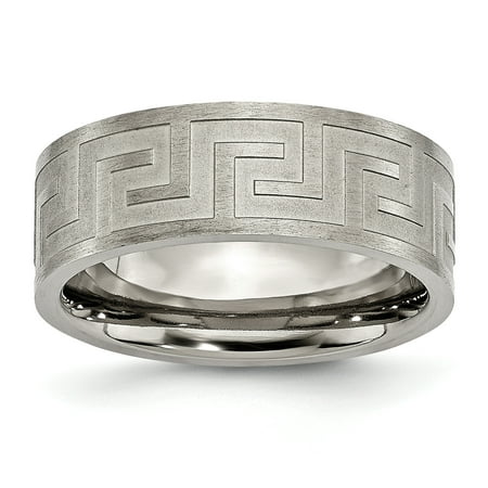 Greek Design Ring - Titanium Greek Key 8mm Wedding Ring Band Size 10.50 Designed Gifts For Women For Her