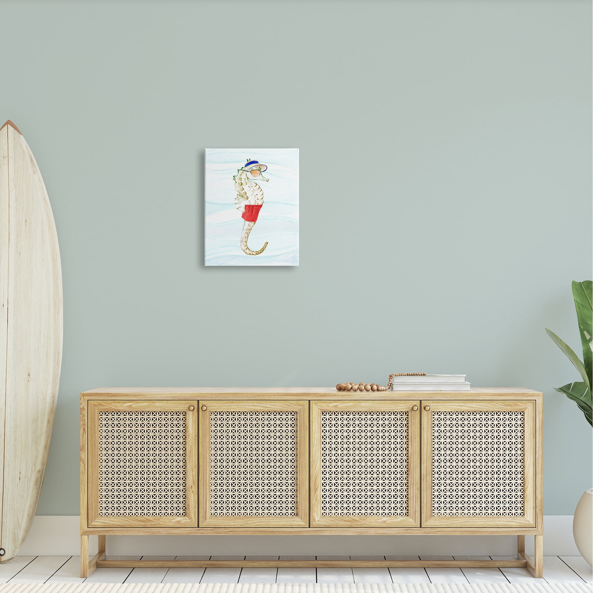 Stupell Lifeguard Seahorse Funny Nautical Landscape Painting Gallery Wrapped Canvas Print Wall Art
