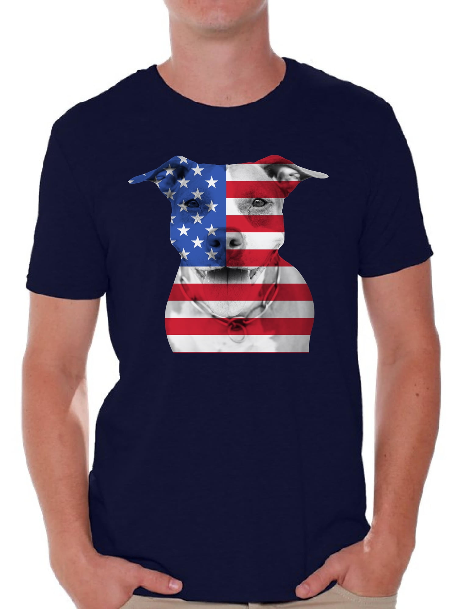 USA Flag Pitbull Tshirt Tops 
