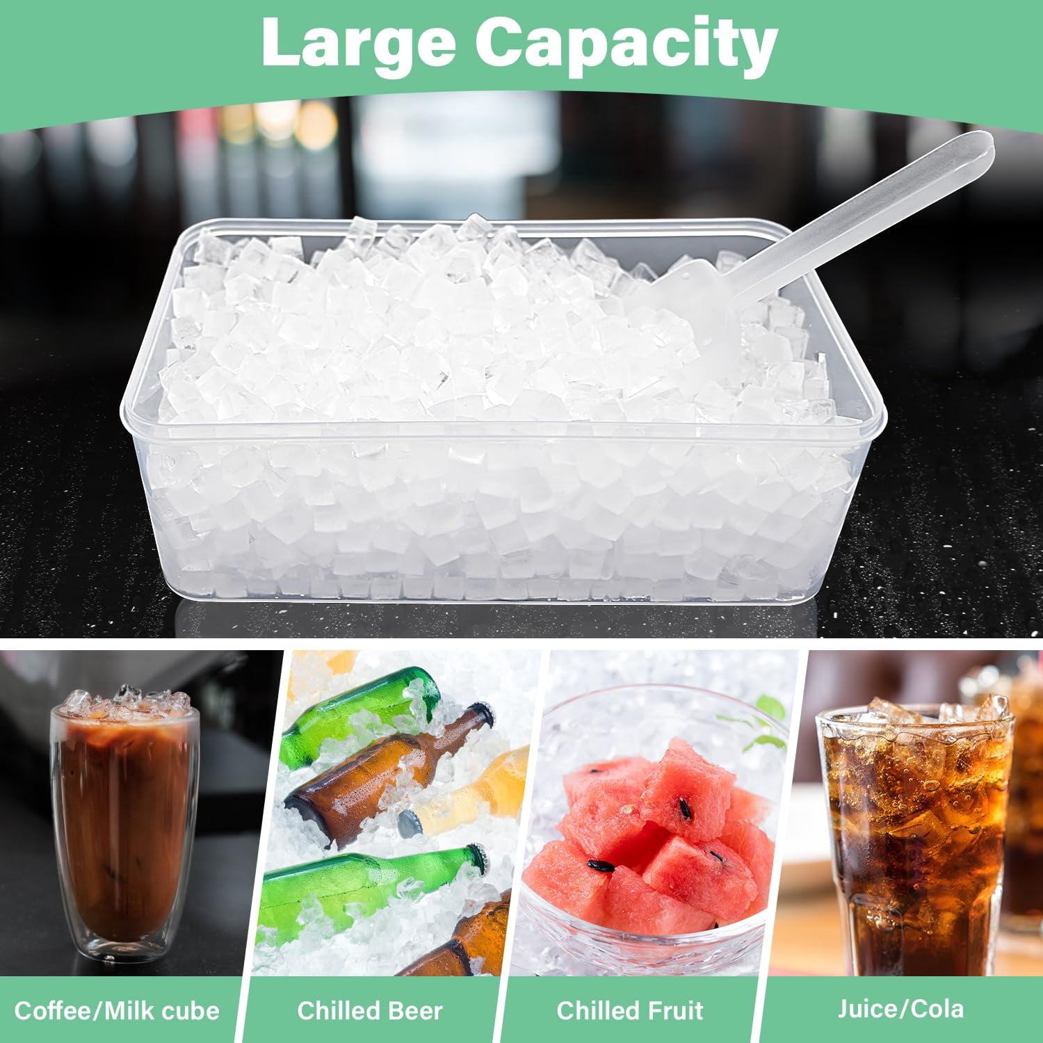 Crushed Ice Tray for Freezer with Storage Box, 468PCS Small Ice Cubes, Mini Pellet Ice Maker for Beverages Water Bottles, Easy Clean & Stackable, Green