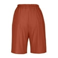 thumbnail image 5 of Aobny Fashion Women's Shorts Orange Pockets Bermuda Shorts High Waisted Knee Length Cotton Linen Holiday Pants,L, 5 of 7