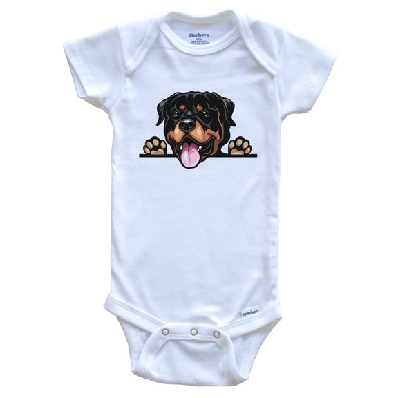 Rottweiler Dog Breed Cute Baby Bodysuit, 0-3 months white
