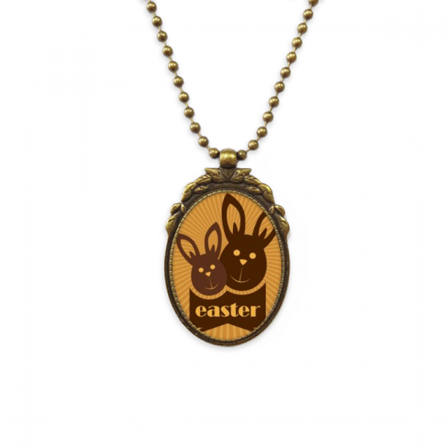 Semana santa religión Festival Brown Bunny pattern Collar Colgante Vintage de bronce antiguo de joyeria de lujo de regalo Unbranded M
