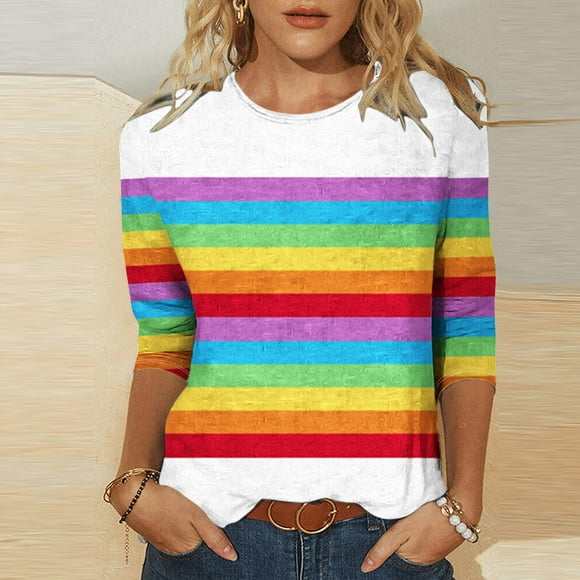 Aboser Pride Shirts Women Rainbows Graphic Tees LGBTQ Equality Shirts Ally LGBT Men Women Gift T-Shirt LGBTQ 3/4 Sleeve Tops