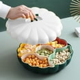 thumbnail image 4 of Pumpkin Shaped Snacks Serving Tray, Wheats Pumpkin Candy Box with Lid Multi Sectional Snack Bowl Trays, Dried Fruit Tray Organizer for Home Holiday(White), 4 of 6