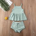 thumbnail image 3 of Fashion Girls Two-Piece Set Slip Dress and Short Pants Set Summer Solid Color Outfits, 3 of 5