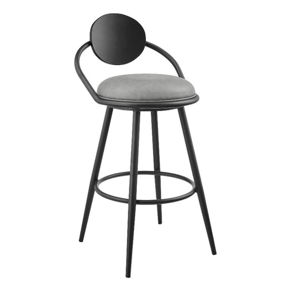 Carnation 30" Swivel Bar Stool in Black Iron with Gray Faux Leather/Black