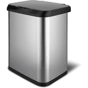 Glad Stainless Steel Trash Can with Clorox Odor Protection | Touchless Metal Kitchen Garbage Bin with Soft Close Lid and Waste Bag Roll Holder, 13 Gallon, Motion Sensor