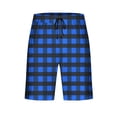 thumbnail image 4 of Ceisia Men's Casual Loose Fit Plaid Shorts with Elastic Drawstring Waist Pockets 5/8 Length for Sports Fitness Home Wear Blue Gifts for Father 3X, 4 of 6