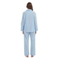 thumbnail image 3 of Apparonia Conjuntos de Pijama para Mujer Ropa de Dormir de Algodón Camisa de Manga Larga con Botones Al Frente y Pantalón Ropa de Dormir Cuello con Solapa Pjs Conjuntos de Descanso Rayas Azul Claro L, 3 of 7